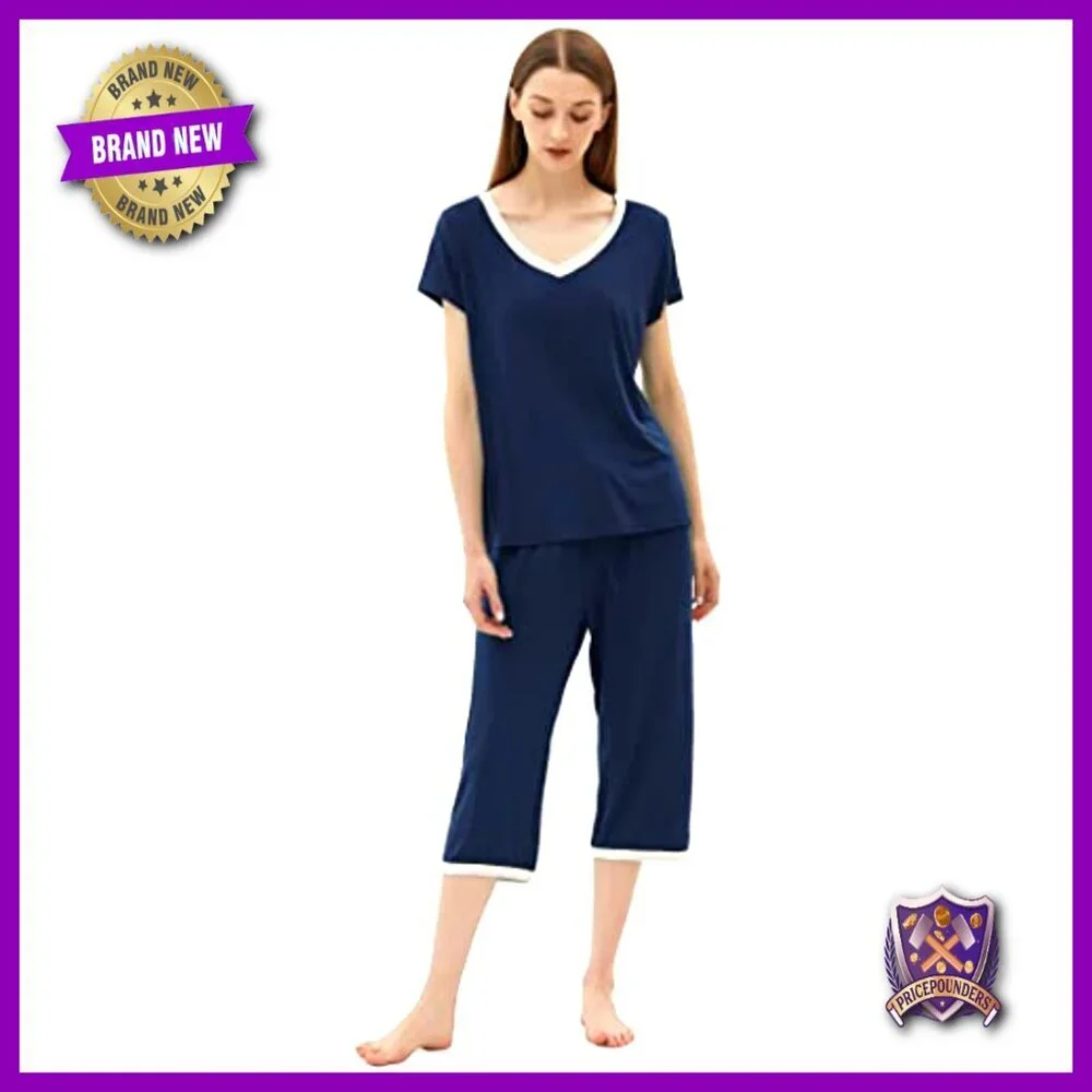 Lightweight Bamboo Viscose Pajama Set for Night Sweats, Moisture Wicking, Size